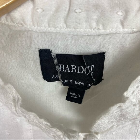 NWT Bardot Henriette White Mini Dress Lace CottonSize Medium or 8 Boho Romantic - Picture 5 of 16